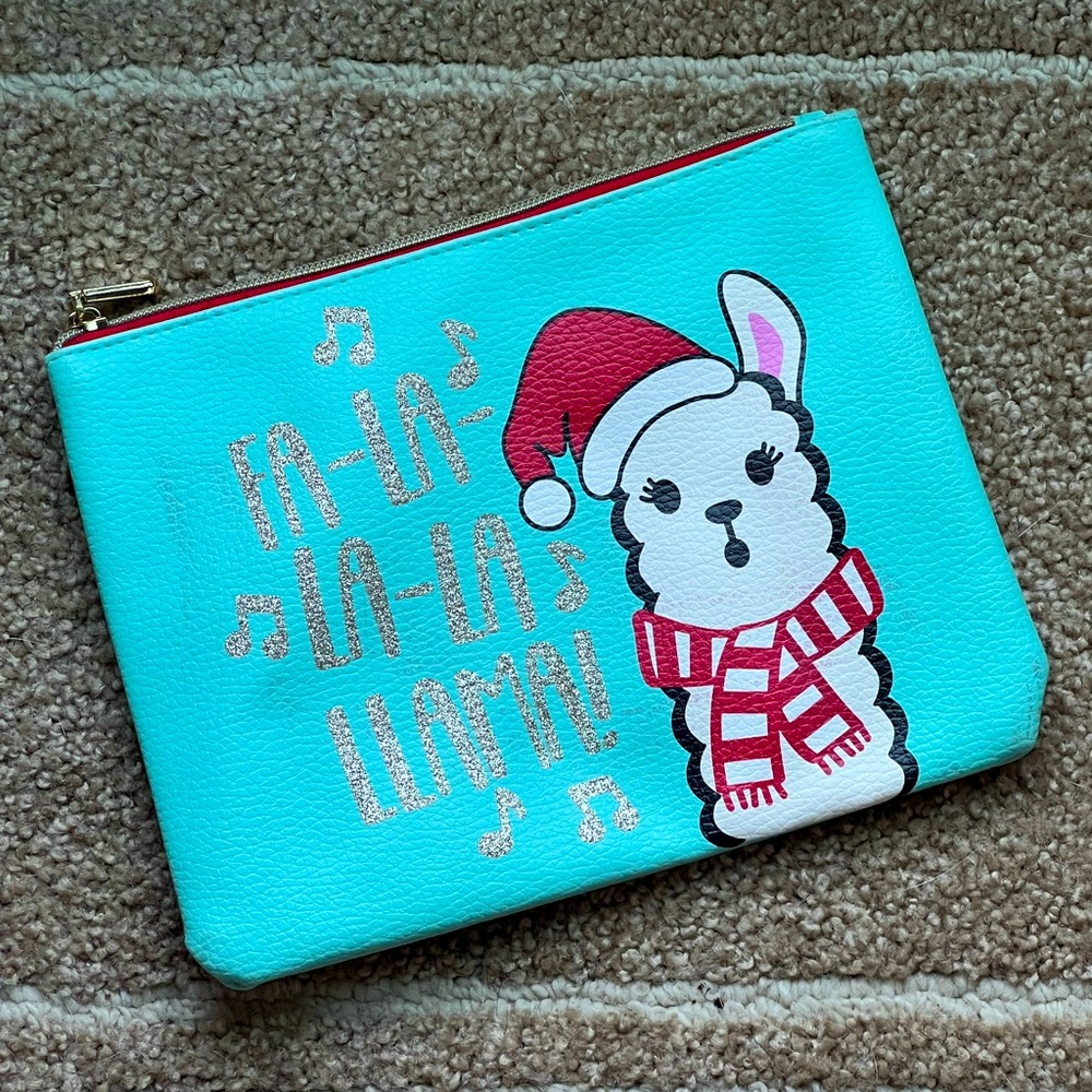 Festive Holiday Novelty Llama Cosmetic Pouch Bag